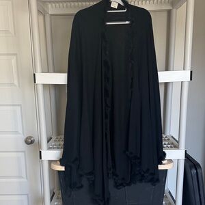 Nina Leonard Black Feather-Trimmed Wrap